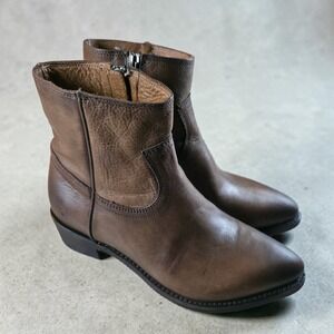 FRYE Billy Short Booties Brown Leather Western Distressed Rodeo Side Zip Size 7B